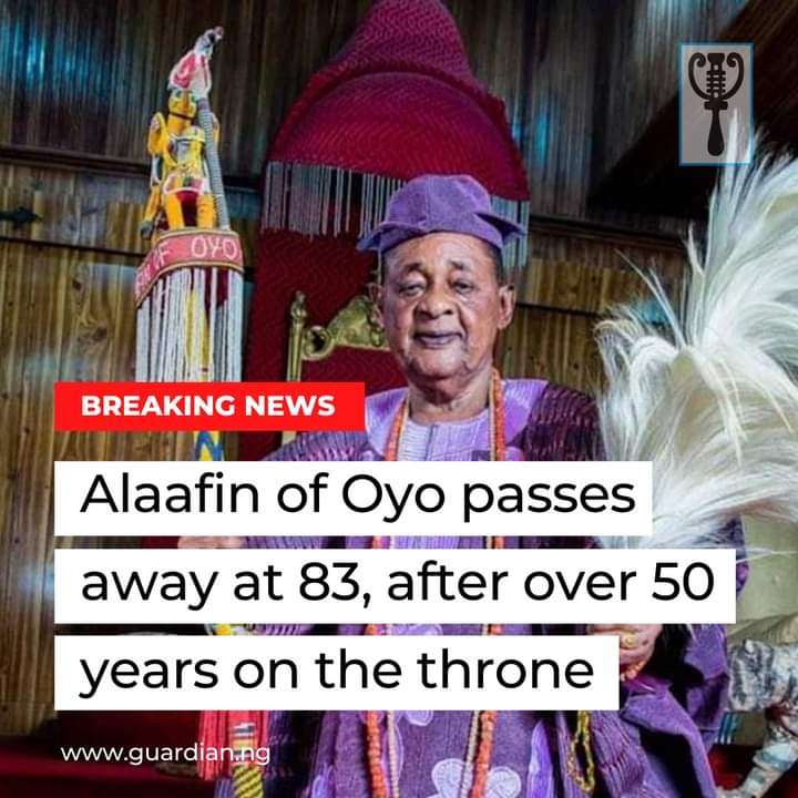 The Alaafin of Oyo, Oba Lamidi Adeyemi, has passed away.