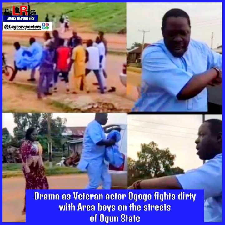 Drama as Veteran actor Ogogo fights dirty with Area boys on the streets of Ogun State.