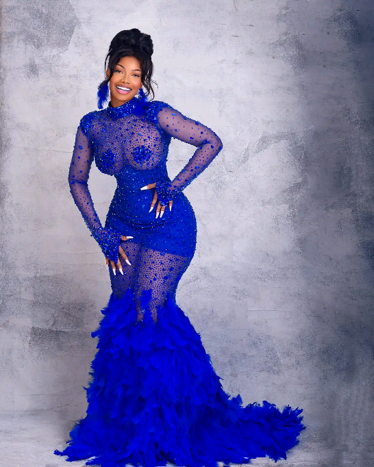 Tacha Claims She Paid $20,000 (₦‎15M) For Her Blue Dress To The AMVCA