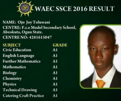 Ojo Joy Toluwani scores 9As in WAEC, bags 4.73 first-class degree in Civil Engineering