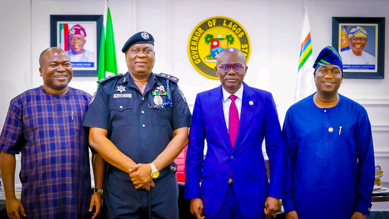 Lagos State Governor Sanwoolu, Dr Ogunsan Play Host To New Police Boss In Lagos